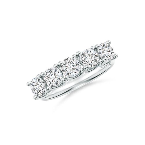 Angara 1.5 Carats Half Eternity Five Stone Diamond Wedding Band in 18K White Gold