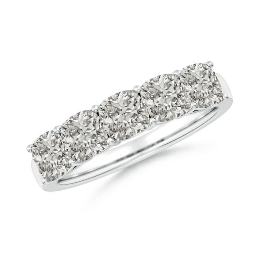 Angara 2.5 Carats Prong-Set Cushion Diamond Five Stone Wedding Ring in 14K White Gold