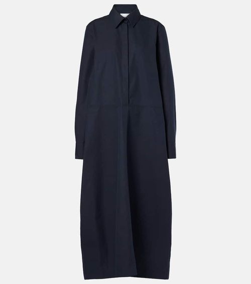 Gathered cotton poplin shirt dress