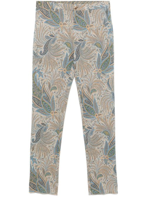 Paisley-print tapered trousers - Blue