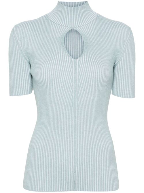 Cut-out detail knitted top - Blue