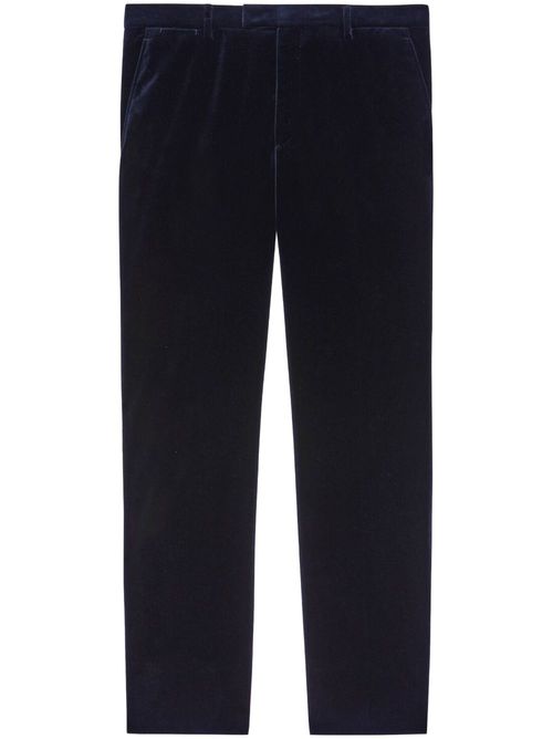 Mid-rise tailored velvet trousers - Blue