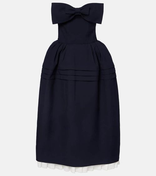 Bow-detail wool and silk midi dress