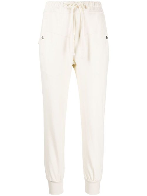 Drawstring cotton-blend trousers - Neutrals