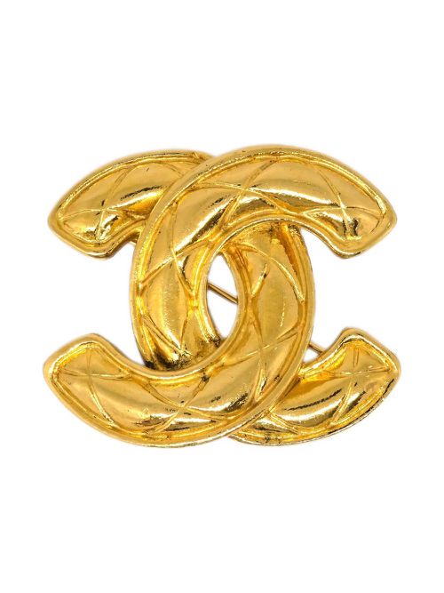 CHANEL Pre-Owned 여성 1990-2000s Quilted CC brooch - Gold B185898