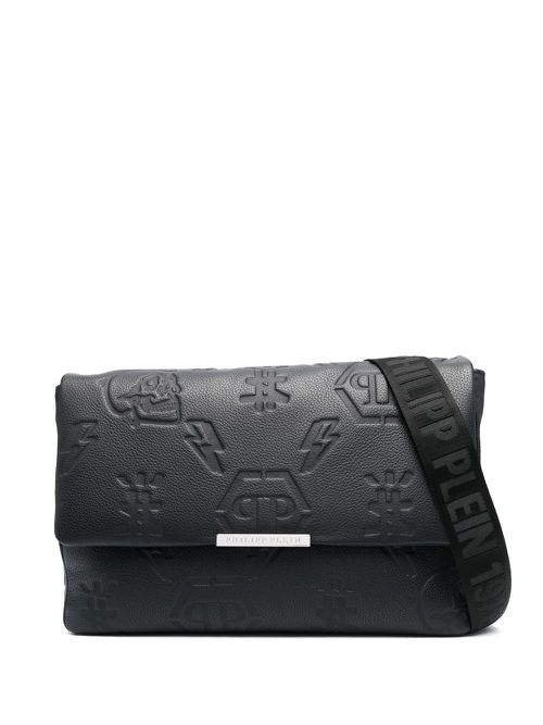 Monogram leather shoulder bag - Black