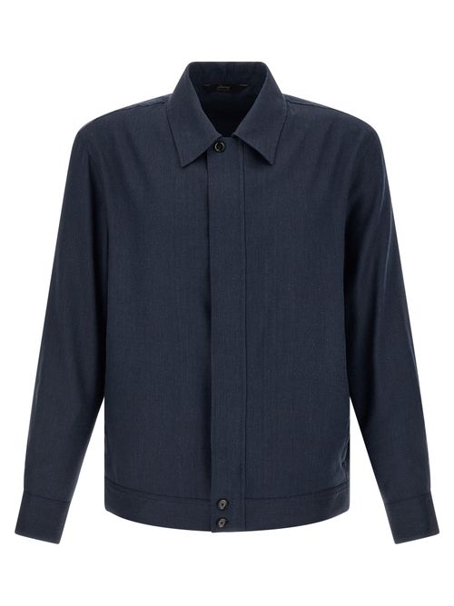 Linen-Wool Blend Jacket — Blue