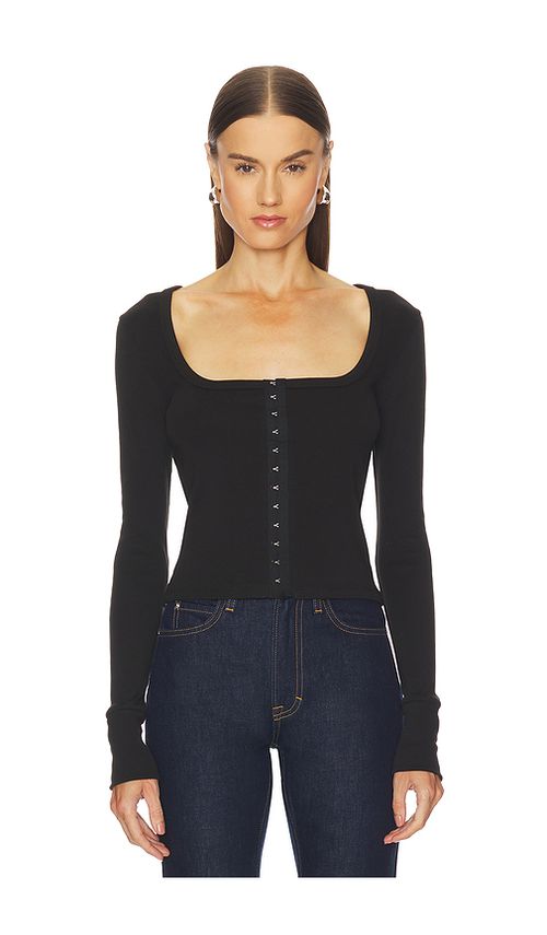 GRLFRND Hook & Eye Long Sleeve Tee in Black. XS also in S, XXS, M