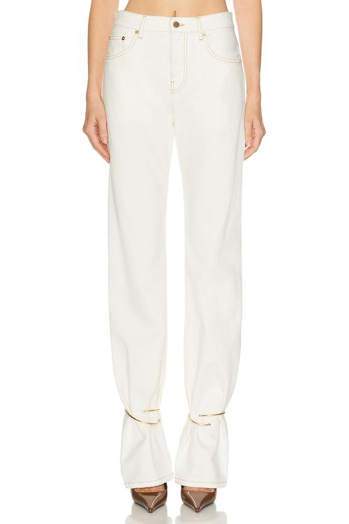 DARKPARK Cuff Adorned Slim Straight Leg in Washed White - White. 24 also