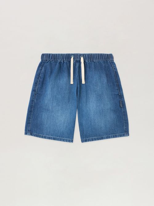 Curved Logo Chambray Shorts Kids  Celeste/light Blue
