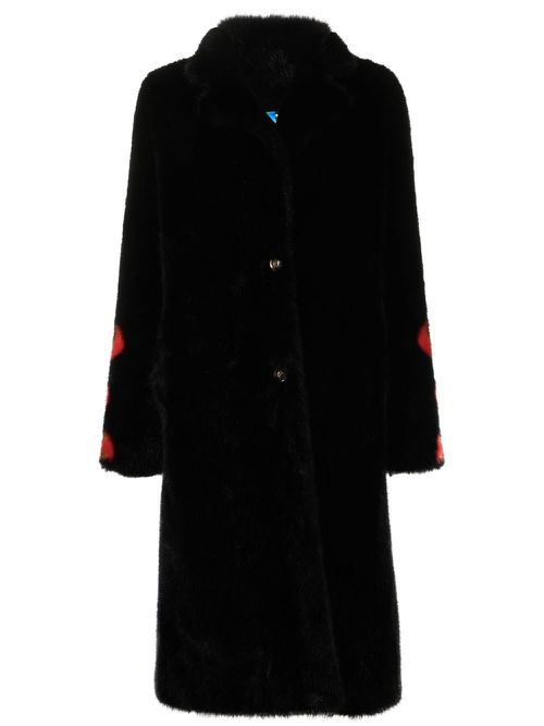 Monster-print faux-fur coat - Black