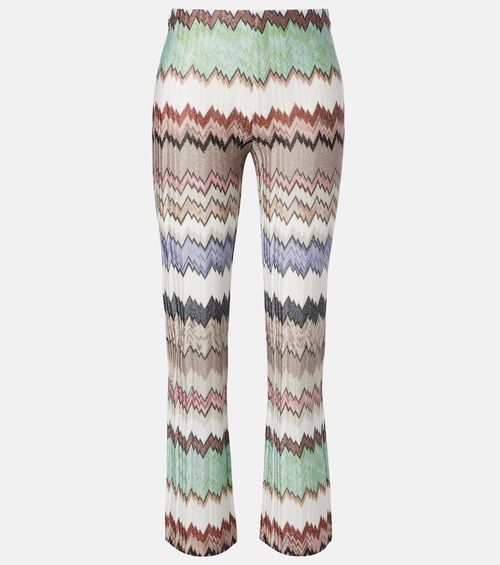 Zigzag lamé cropped straight pants