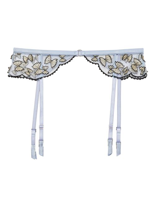 Farfalle embroidery garter - White