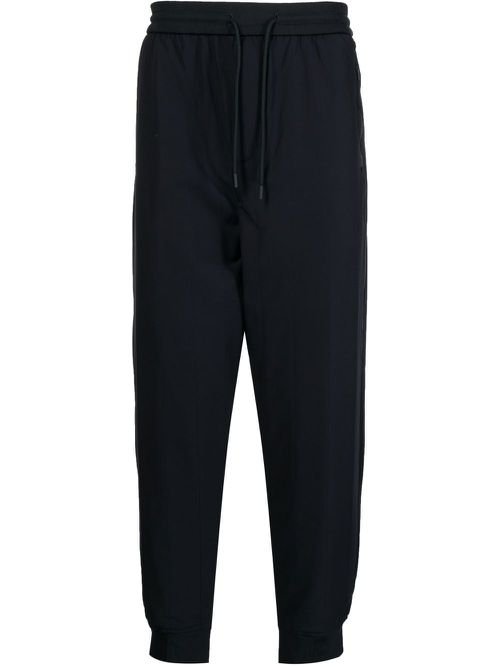 Elasticated drawstring track pants - Black