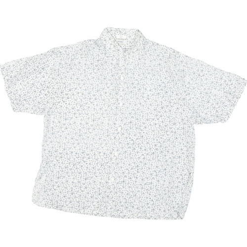 ABIMOI Womens White & Grey Floral Button Shirt Short Sleeve L Lightweight