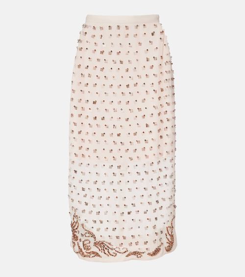 Embellished sheer midi skirt
