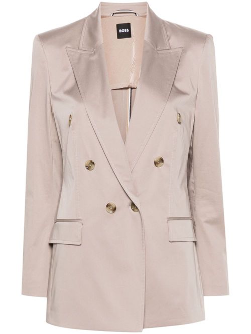 Double-breasted satin blazer - Neutrals