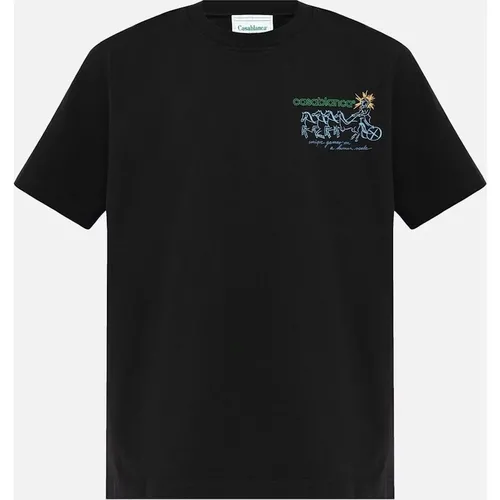 Men's Casablanca Pentathlon Printed T-Shirt in Black - Size: 40/Regular