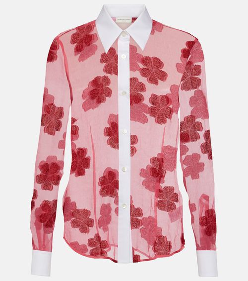 Floral cotton jacquard shirt