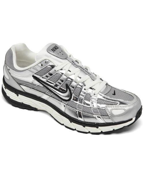 Men's P-6000 Casual Sneakers from Finish Line - Metallic Silver, White