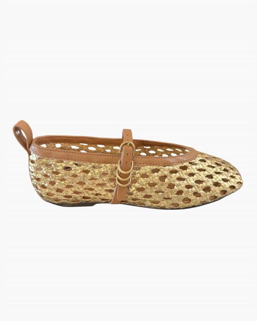 Women's Spire Mary Jane Flats In Gold Woven