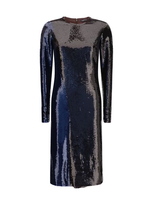 Two-Tone Sequin Dress — Blue