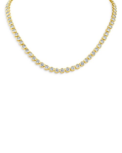 Cz By Round Bezel Set Tennis Necklace, 16