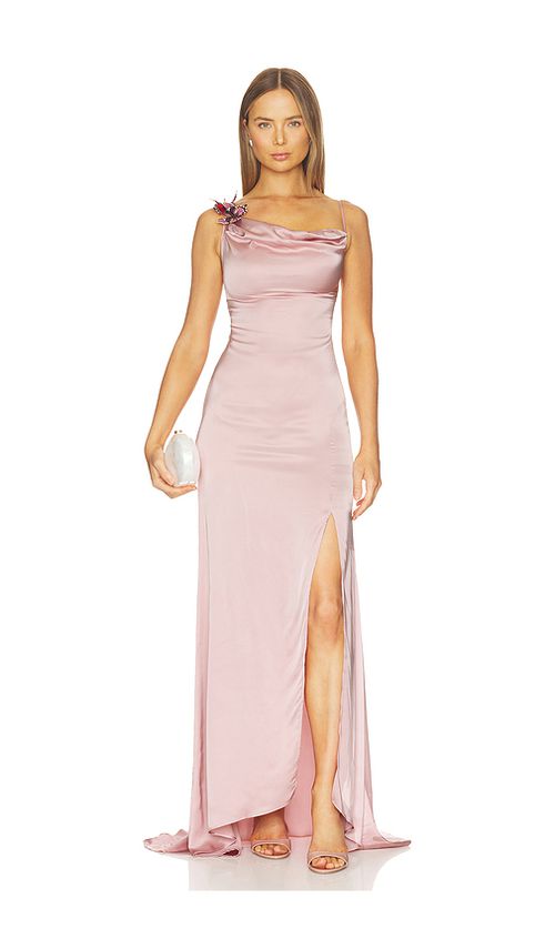 Blumarine Satin Butterfly Dress in Pink. 36. Also