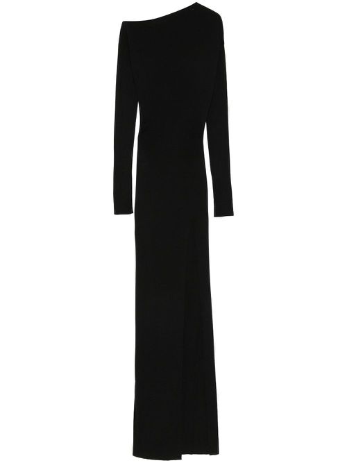 Asymmetric fine-knit midi dress - Black