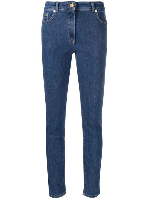 Teddy Bear-detail slim-fit jeans - Blue