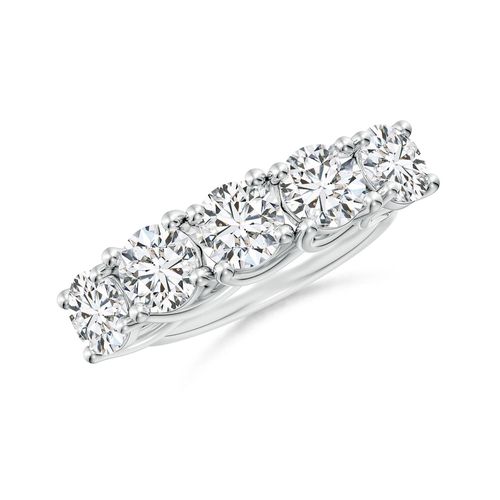 Angara 3.75 Carats Half Eternity Five Stone Diamond Wedding Band in Platinum