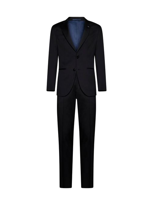 Virgin Wool Single-Breasted Pant Suit — Black