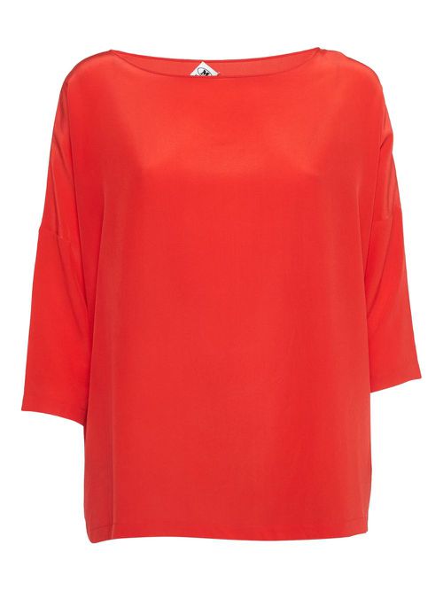 Silk boat-neck top - Red
