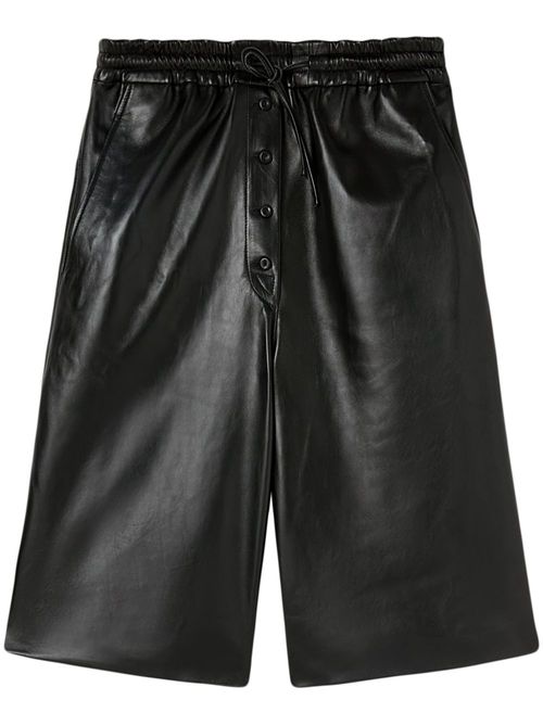 Lambskin leather Bermuda shorts - Black