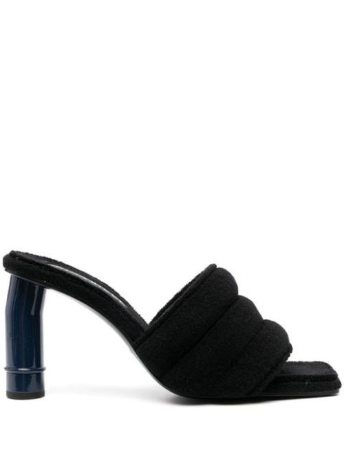 Towelling square-toe mules