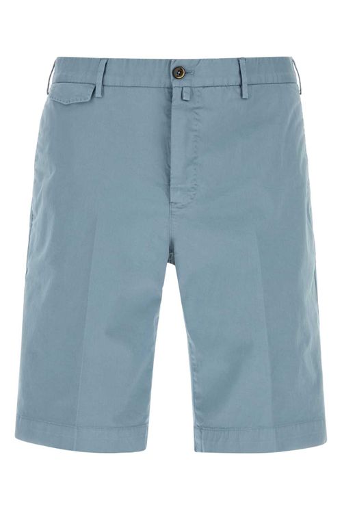 Stretch Cotton Bermuda Shorts — Blue