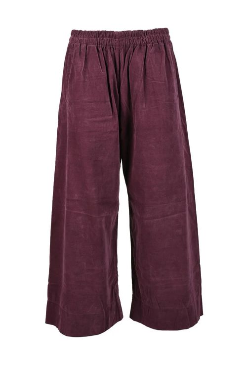 Wide-Leg Crop Trousers with Elastic Waistband and Pleated Detail
