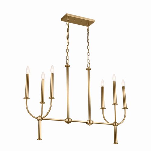 Brushed Natural Brass Linear Chandelier from the Florence Collection