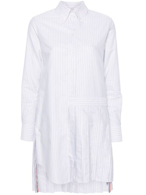 Pleated striped shirt dress - Grey