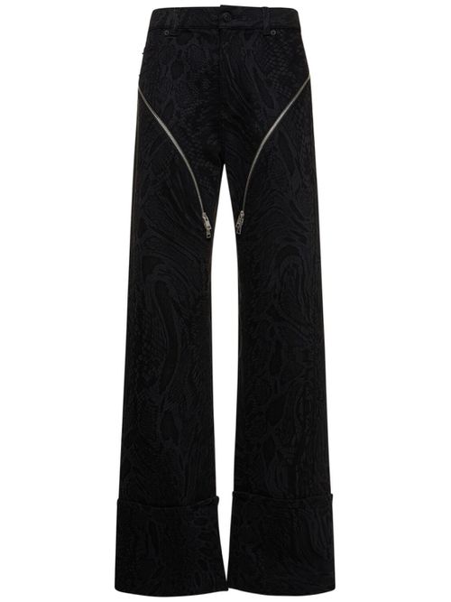 Laser Snake Denim High Rise Zip Jeans
