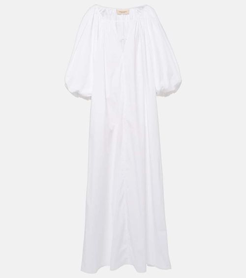 Puff-sleeve cotton maxi dress