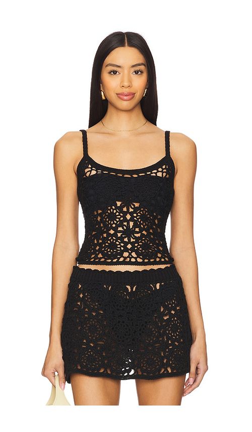 Frankies Bikinis Seaside Crochet Tank in Black.  XS also in L