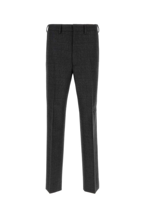 Houndstooth Wool Trousers — Gray