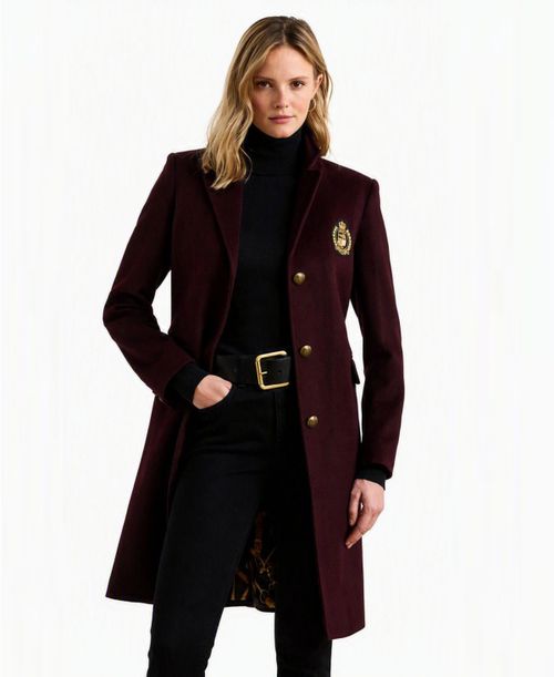 Women's Single-Breasted Peacoat - PINOT NOIR