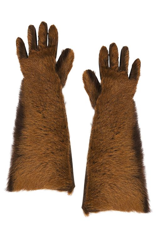Magda Butrym Leather Gloves in Brown - Brown. a