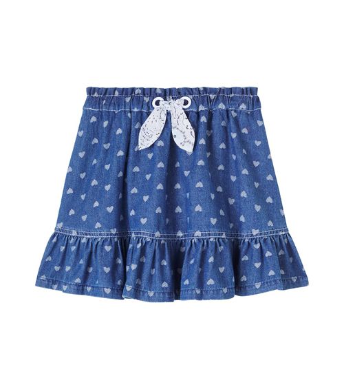 Printed denim skirt