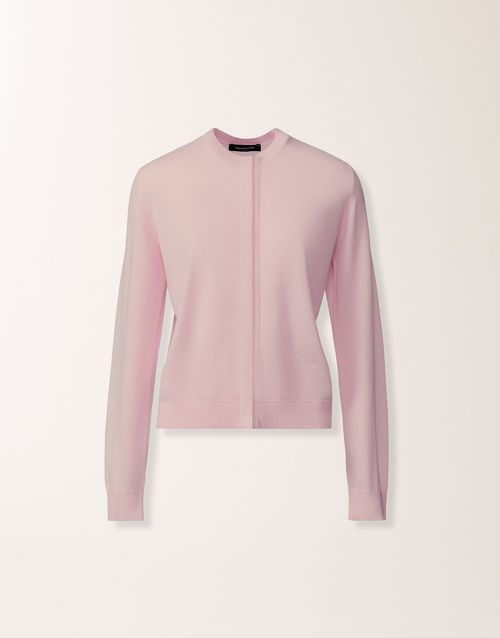 Lilac pink wool and cotton cardigan