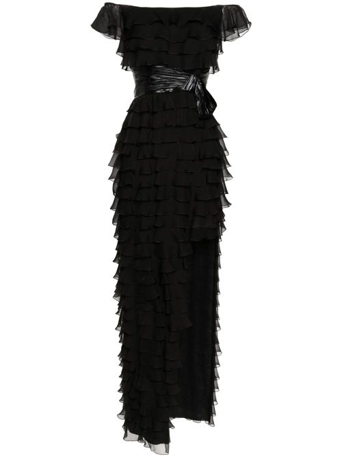 Off-shoulder ruffled gown - Black