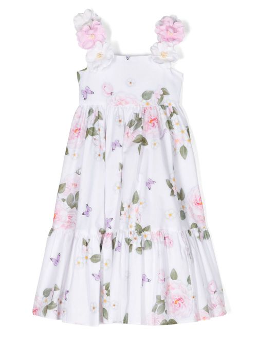 Floral-print cotton dress - White