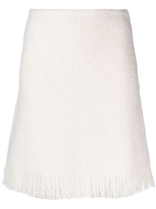 Bouclé fringed A-line miniskirt - Neutrals